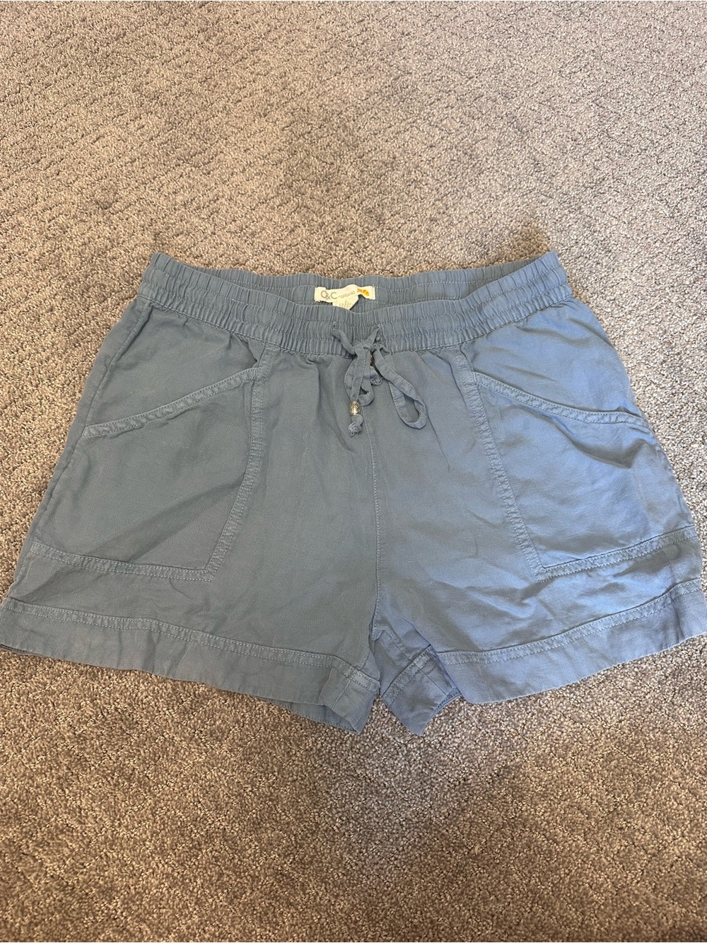 C&C California Women’s Blue Utility Shorts L Elastic Waist Drawstring